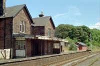 View south from the disused platforms of the former Thornhill station in 1989. The building has since been painted red and has lost the canopy.<br><br>[Ewan Crawford //1989]