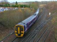 158701 and 158736 head for the yard in order to reverse for an Inverkeithing - Edinburgh shuttle working.<br><br>[Bill Roberton 07/12/2015]