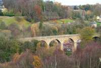 My annual 'record' shot of Lasswade Viaduct, seen here on 26 November 2015 looking north from Polton Road. Note the building work currently underway on the valley floor.<br><br>[John Furnevel 26/11/2015]