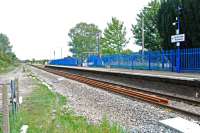 View to Oxford on the, in 2009, single track OWW. The line has since been doubled with a second platform being provided to the left. Behind the camera is a level crossing and the signal box. If you're wondering what's wrong with the colours - this photograph was over-exposed.<br><br>[Ewan Crawford 10/09/2009]