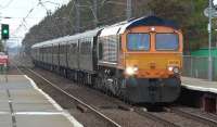 GBRf class 66 66735 top and tailed with 66732 heading the Royal Scotsman through Barassie to Ayr in May 2015. This was during the period when the West Coast Railway Co was banned due to a S.P.A.D. incident in the West Country.<br><br>[Ken Browne 03/05/2015]