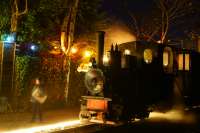 O&K 0-4-0 T&WT no.21 'Utrillas' waits at Delph on the early evening of 13 December 2015 whilst operating one of the Santa Specials on the West Lancashire Light Railway.<br><br>[John McIntyre 13/12/2015]