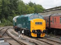 A pristine EE Type 3 6975 seen at Buckfastleigh in July 2015. New to Canton in 1965 it worked in Scotland as 37275 <I>Oor Wullie</I> in the 1990s and is now preserved on the South Devon Railway. <br><br>[Mark Bartlett 26/07/2015]