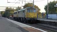 Freightliner class 86s No 86614+86613 work 0L81 from Mossend to Coatbridge FLT light engine move through Coatbridge Central station. They will return as 4L81 Coatbridge - FLT London Gateway<br><br>[Ken Browne 29/09/2015]