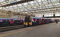 Following a northbound Pendolino into Carlisle on 5 January was this TPExpress with Lockerbie as the destination. The Newcastle line was also closed so it was pandemonium with buses outside. The Virgin staff were very helpful.<br><br>[Bruce McCartney 05/01/2016]