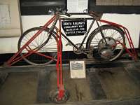 'There you go son, here's a shovel, get on that and go repair the viaduct at Lamington.'<br><br>
Preserved motorised cycle used for track inspection.<br><br>
Note from Bruce McCartney: That’s a Cyclemaster wheel.  They came in two varieties, a 25.7cc and a 32cc version.<br><br>[Alistair MacKenzie 17/03/2014]