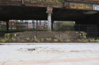 The chopped-off island platform looking towards the City. The street level station building stood above this location.<br><br>[Colin Miller 06/01/2015]