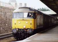 An Aberdeen - Glasgow Queen Street train about to restart from Dundee platform 4 on an April afternoon in 1987.<br><br>[John Furnevel 25/04/1987]