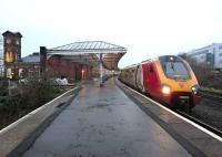 The 1522 Glasgow Central-Carlisle shuttle Voyager calls at Kilmarnock on 21 January 2016.<br><br>[John Yellowlees 21/01/2016]