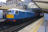 E3137/86259 waits to restart the Winter Cumbrian Mountain Express from Preston on 30 January 2016. The tour was on the London to Carlisle run this week with the Class 86 taking it as far as Carnforth when Stanier Pacific 46233 took over.<br><br>[John McIntyre 30/01/2016]