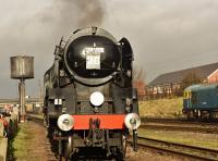 34053  Sir Keith Park. Rebuilt Bulleid Battle of Britain 4-6-2, on loan from the Severn Valley Rly.<br><br>[Peter Todd 29/01/2016]