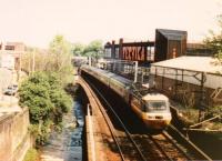 An up HST runs alongside the River Bollin in 1987. For a more modern view [see image 47609].<br><br>[Ken Strachan 04/05/1987]