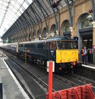 86401 <I>Mons Meg</I> stands at the buffers having powered the diverted 'Highland Sleeper' ex Inverness from Doncaster in place of the usual Class 90. The train is running to and from Kings Cross via the ECML at present due to the Lamington Viaduct works.<br><br>[Michael Gibb 23/01/2016]