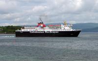 This 2010 view shows MV Isle of Mull with the insert 5.4 metres long just in front of the funnel to fix her deadweight problem. Off Craignure. [See image 54153].<br><br>[Colin Miller 29/06/2010]
