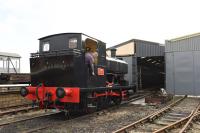 Barclay 0-6-0ST 'Swordfish', sister engine to 'Salmon' now on the Deeside Railway, is seen at Hayes Knoll.<br><br>
<br><br>
Partially dismantled back in the 1960's, a long stay at the Rutland<br>
Rly. Centre and then purchased in 1998 for use on the Swindon and<br>
Cricklade Rly.<br><br>
<br><br>
After a ten year restoration period the engine now moves under its own<br>
steam. Due to PW work, the loco is seen moving in the Hayes Knoll<br>
engine shed yard.<br><br>[Peter Todd 07/02/2016]