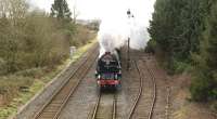 60163 'Tornado' approaches Moreton in Marsh at 1305 hours on 14th February 2016. Tornado was heading 'The Red Rose', a special from Paddington to Worcester.<br><br>[Peter Todd 14/02/2016]