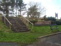 The rather grand stairway leading up to the southbound platform at Ravenscar is perhaps a reflection of the proposed quality of the holiday resort that was envisaged for the locality and is in accord with the grandeur of the former station hotel off picture to the right.<br><br>[David Pesterfield 14/02/2016]