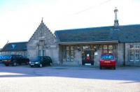 Nice day at Nairn. The northside entrance to the 1855 Nairn station off Cawdor Street, seen here on a bright and sunny October day in 2005.<br><br>[John Furnevel 31/10/2005]