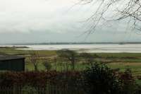 View of both Solway Viaduct embankments, as seen from the area known as <I>Back of the Hill</I> in Annan on 31st January 2016 <br><br>[Mark Bartlett 31/01/2016]