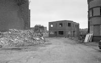 Demolition of the RB Tennent works in 2001. A now disused track of the internal railway system can be seen to the right.<br><br>[Bill Roberton //2001]