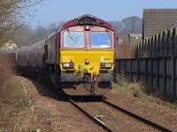 DBS 66037 nears Kincardine level crossing with coal from Hunterston to Longannet Power Station.<br><br>[Bill Roberton 14/03/2016]