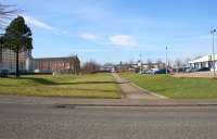 View west along the route of the former Garnkirk Extension to Buchanan Street Station. The line curved to the left though Sighthill after passing under what is now Springburn Road.<br><br>[Colin McDonald 14/03/2016]