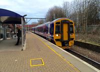 An Alloa - Glasgow service passes through Bellgrove on its way to Queen Street low level in the first week of the diversions due to work on the Cowlairs tunnel.<br><br>[Colin McDonald 22/03/2016]