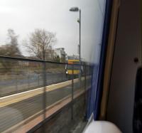 An unusual view of Anniesland station.<br><br>
Grahamston train in bay at Anniesland seen from 0945 ex-Waverley.<br><br>[John Yellowlees 23/03/2016]