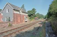 View east to Knucklas from the disused platform at Llangynllo station in 2002.<br><br>[Ewan Crawford //2002]