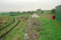 View south along the platform at Wigtown station. The track, goods loop and goods yard were to the left. Wigtown was the principal station and headquarters of the Wigtownshire Railway having the carriage shed, smithy, stores and workshops.<br><br>[Ewan Crawford //1997]