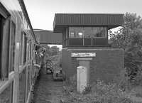 Passng Longannet signalbox, view from a DMU railtour in 1992. [Ref query 15535]<br><br>[Bill Roberton //1992]