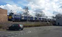 'Signalling failure at Hyndland', words to strike fear in the Glasgow commuter or, at the moment, those bound further afield. 334.001 is stacked in the queue at Partickhill.<br><br>[Rod Crawford 09/04/2016]