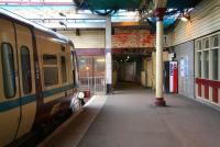 Exit from platform 1 at Gourock station early on Sunday 29 April 2007.<br><br>[John Furnevel 29/04/2007]