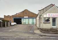 Cowdenbeath Broad Street tram depot in 2004.  Trams ceased running on 4 July 1937 but the depot serviced buses until 2015.  The facade was later rebuilt but in 2016 the building was for sale or rent.<br><br>[Bill Roberton //2004]