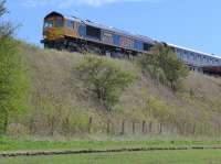 GBRf 66733 at the head of the Royal Scotsman in Thornton Down Loop.<br><br>[Bill Roberton 25/04/2016]