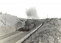 Black 5 45251 climbing near Boydston signal box between Parkhouse Junction and West Kilbride on 25 May 1960 with a Glasgow - Largs express. [Ref query 13068]  <br><br>[G H Robin collection by courtesy of the Mitchell Library, Glasgow 25/05/1960]