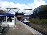 Diesels on the North Clyde lines? A common sight until August when Glasgow Queen Street High Level reopens. An Edinburgh Waverley service from Low Level passes through Bellgrove on 30/04/2016. It's about to take the Springburn line at Bellgrove Junction and join the EGML at Cowlairs.<br><br>[David Panton 30/04/2016]