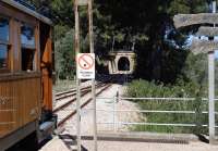 The Northbound train stops at a viewpoint overlooking Soller.<br><br>[John Thorn 17/04/2016]