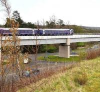 The 0911 Edinburgh - Tweedbank crossing Hardengreen Viaduct on 1 May 2016.<br><br>[John Furnevel 01/05/2016]