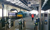 Serco operated 67010 at Inverness platform 2 at 0830 on a fine Saturday 14 May 2016, shortly after arrival with the Inverness portion of the Caledonian Sleeper from London Euston.<br><br>[Andy Furnevel 14/05/2016]