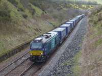 DRS 68022 nears Gleneagles with the daily Grangemouth - Aberdeen intermodal on 3 May.<br><br>[Bill Roberton 03/05/2016]