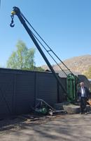 This North British Railway crane from Ladybank has been restored at Glenfinnan. Just seen in the photo is Lord Faulkner of Worcester, chairman of the Railway Heritage Designation Advisory Board whose predecessor the Railway Heritage Committee designated the crane.<br><br>[John Yellowlees 09/05/2016]