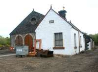 The locomotive shed at Aviemore, displaying its opening date of 1898 on the front of the building, seen here looking north on 13 May 2002. Eventually closed by British Rail in the early 1960s (code 60B), it was subsequently taken over by its current owners the Strathspey Railway.  <br><br>[John Furnevel 13/05/2002]