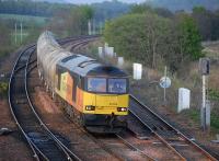 Colas 60076 passes Inverkeithing East Junction with the Aberdeen - Oxwellmains cement empties on 11 May.<br><br>[Bill Roberton 11/05/2016]