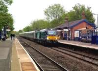 68.009 leads Chiltern Mainline service 1K45 from Marylebone to Kidderminster through Warwick on 13 May. DVT 82.309 brought up the rear. [See image 41185] for the other end, in both senses.<br><br>[Ken Strachan 13/05/2016]