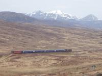 0859 on 7th May 2016 and the northbound sleeper departs from Corrour and runs past the Grey Corries behind a Class 67 heading for the next stop at Tulloch and Fort William. Photo by Mark Edwards.<br><br>[Mark Bartlett Collection 07/05/2016]