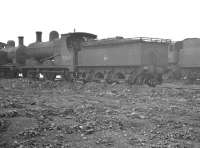 Ex L&Y 0-6-0 52445 of 1906 stands out of use alongside Rose Grove shed in September 1960. Official withdrawal came two months later, followed by cutting up at Horwich Works in January 1961. <br><br>[K A Gray 25/09/1960]