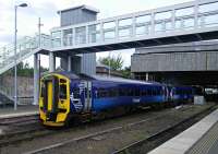 A 5-coach service for Glasgow Central (yes, Central) leaves  Perth.<br><br>[David Panton 17/05/2016]