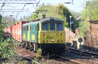 86627 and 86828 approaching Coatbridge Cetral with early evening departure to Crewe Bas Hall the tail end of the train just emerging from Coatbridge F.L.T.<br><br>[Alastair McLellan 09/05/2016]