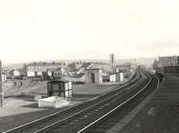 The goods yard at Mount Florida, looking south in the summer of 1957.<br><br>[G H Robin collection by courtesy of the Mitchell Library, Glasgow 28/08/1957]